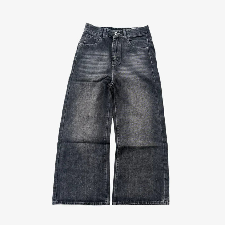 BLACK WASHED JEANS.